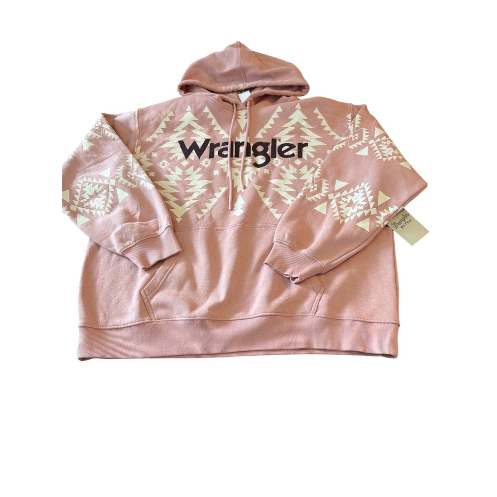 Wrangler Retro Womens Pink Southwestern Geometric Fleece Hoodie XL